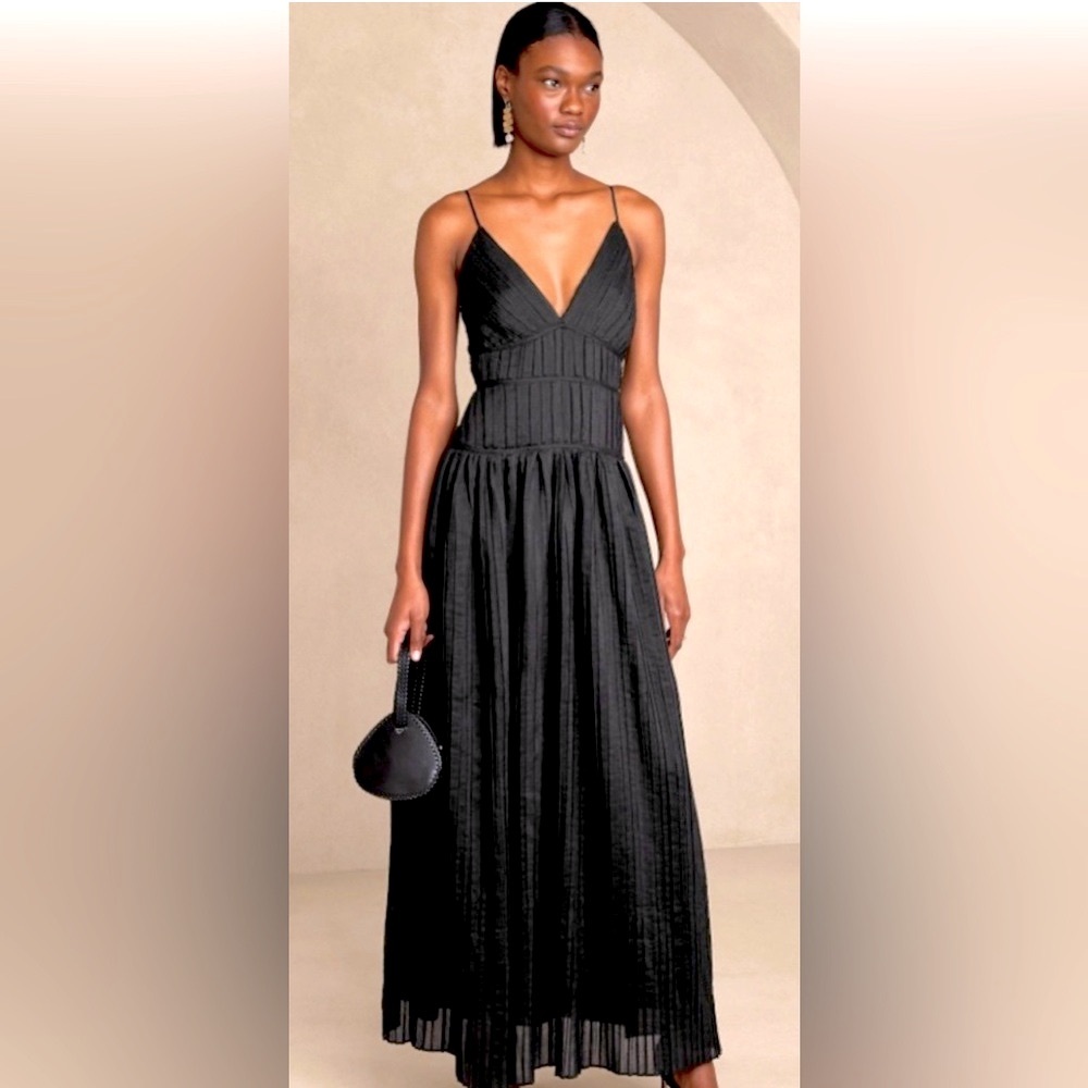 Pleat Detail Black Gown